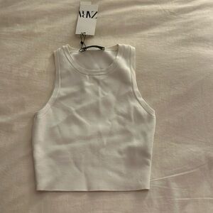 White Zara tank top/ crop top, size small